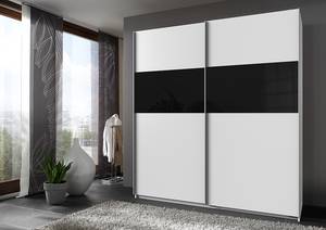 Armoire à portes coulissantes Bramfeld 1 Verre - Blanc / Noir - Largeur : 180 cm