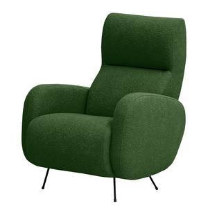 Fauteuil Vains Bouclé Stof Basima: Donkergroen - Zonder hocker