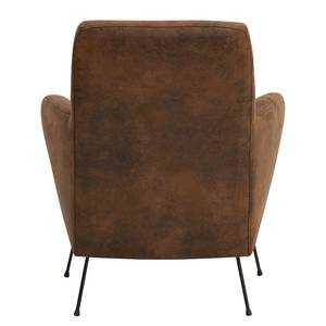 Fauteuil Himos Velours - Microfibre Goda: Marron chocolat - Chrome - Sans repose-pieds