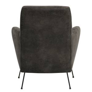 Fauteuil Himos Velours - Microfibre Goda: Anthracite - Chrome - Sans repose-pieds