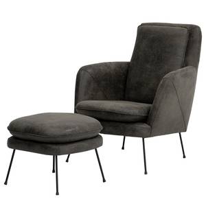 Fauteuil Himos Velours - Microfibre Goda: Anthracite - Chrome - Sans repose-pieds