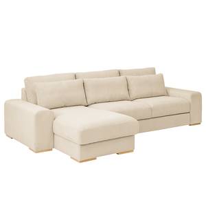 Ecksofa Gurabo Cordstoff Lola: Creme - Longchair davorstehend links