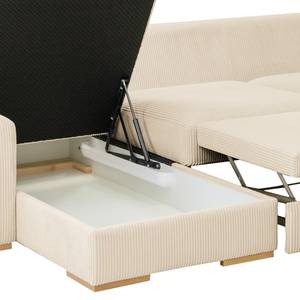 Ecksofa Gurabo Cordstoff Lola: Creme - Longchair davorstehend links