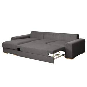 Ecksofa Gurabo Cordstoff Lola: Grau - Longchair davorstehend links