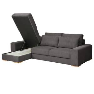 Ecksofa Gurabo Cordstoff Lola: Grau - Longchair davorstehend links