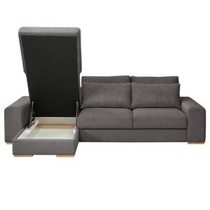 Ecksofa Gurabo Cordstoff Lola: Grau - Longchair davorstehend links