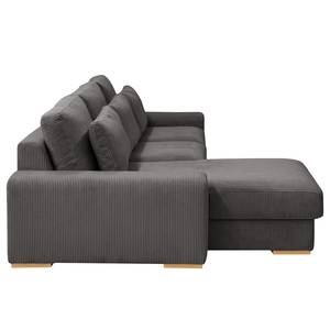 Ecksofa Gurabo Cordstoff Lola: Grau - Longchair davorstehend links