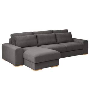 Ecksofa Gurabo Cordstoff Lola: Grau - Longchair davorstehend links