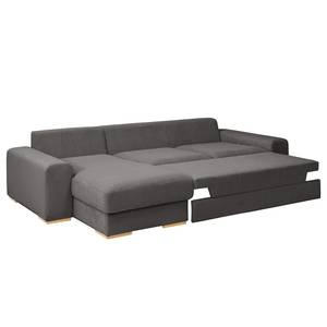 Ecksofa Gurabo Cordstoff Lola: Grau - Longchair davorstehend links