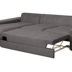 Ecksofa Gurabo Cordstoff Lola: Grau - Longchair davorstehend links