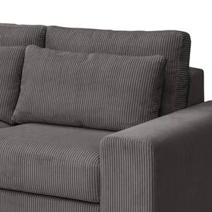 Ecksofa Gurabo Cordstoff Lola: Grau - Longchair davorstehend links