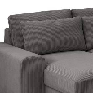 Ecksofa Gurabo Cordstoff Lola: Grau - Longchair davorstehend links