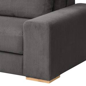 Ecksofa Gurabo Cordstoff Lola: Grau - Longchair davorstehend links