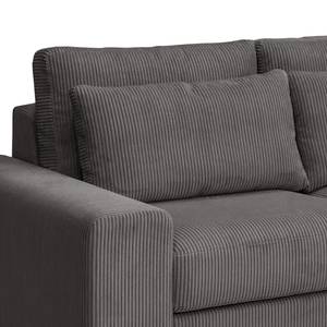 Hoekbank Gurabo met chaise longue geweven stof - Corduroy Lola: Grijs - Longchair vooraanzicht rechts