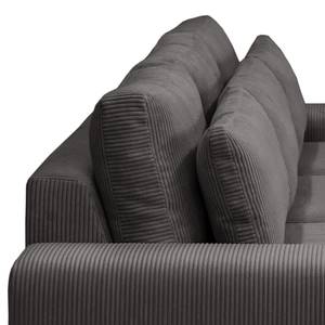 Divano con chaise longue Gurabo Velluto a coste Lola: grigio - Longchair preimpostata a destra