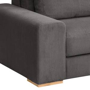 Hoekbank Gurabo met chaise longue geweven stof - Corduroy Lola: Grijs - Longchair vooraanzicht rechts