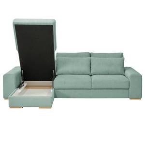 Ecksofa Gurabo Cordstoff Lola: Babyblau - Longchair davorstehend links