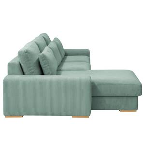 Divano con chaise longue Gurabo Velluto a coste Lola: blu chiaro - Longchair preimpostata a sinistra