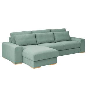 Ecksofa Gurabo Cordstoff Lola: Babyblau - Longchair davorstehend links