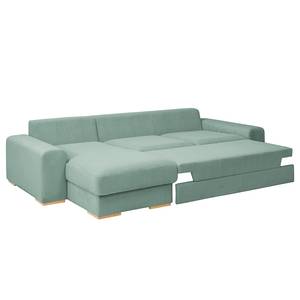 Ecksofa Gurabo Cordstoff Lola: Babyblau - Longchair davorstehend links