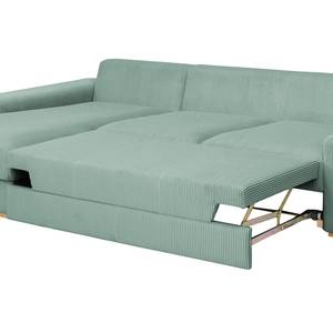 Ecksofa Gurabo Cordstoff Lola: Babyblau - Longchair davorstehend links