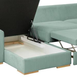 Ecksofa Gurabo Cordstoff Lola: Babyblau - Longchair davorstehend links