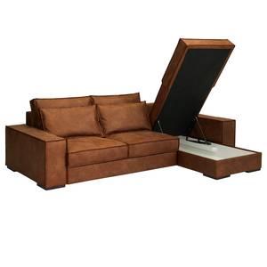 Ecksofa Gurabo Microfaser Yaka: Cognac - Longchair davorstehend rechts