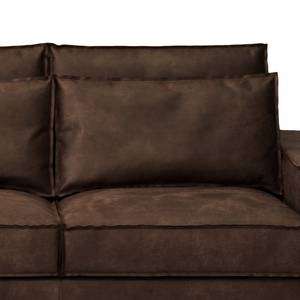 Hoekbank Gurabo met chaise longue geweven stof - Microvezel Yaka: Bruin - Longchair vooraanzicht links