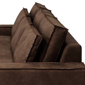 Hoekbank Gurabo met chaise longue geweven stof - Microvezel Yaka: Bruin - Longchair vooraanzicht links