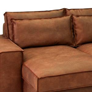 Wohnlandschaft Gurabo Microfaser Yaka: Cognac - Longchair davorstehend links / Ottomane rechts