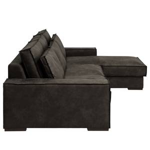 Ecksofa Gurabo Microfaser Yaka: Schwarz-Braun - Longchair davorstehend rechts