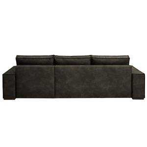 Divano con chaise longue Gurabo Microfibra Yaka: nero-marrone - Longchair preimpostata a destra