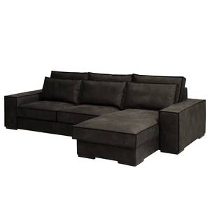 Ecksofa Gurabo Microfaser Yaka: Schwarz-Braun - Longchair davorstehend rechts