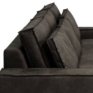 Divano con chaise longue Gurabo Microfibra Yaka: nero-marrone - Longchair preimpostata a destra