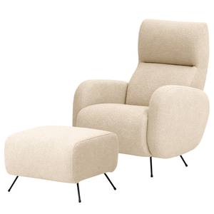 Sessel Vains Bouclé Stoff Basima: Beige - Mit Hocker