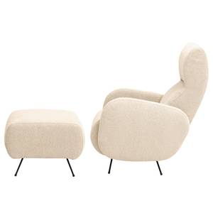 Sessel Vains Bouclé Stoff Basima: Beige - Mit Hocker