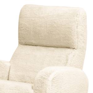 Fauteuil Vains Fourrure synthétique Bahira: Crème - Avec repose-pieds