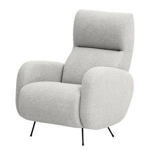 Fauteuil Vains Bouclé Stof Basima: Lichtgrijs - Met hocker