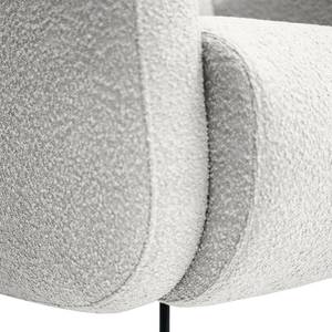 Fauteuil Vains Bouclé Stof Basima: Lichtgrijs - Met hocker