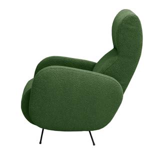 Fauteuil Vains Bouclé Stof Basima: Donkergroen - Met hocker