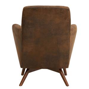 Fauteuil Himos Velours - Microfibre Goda: Marron chocolat - Hêtre - Avec repose-pieds