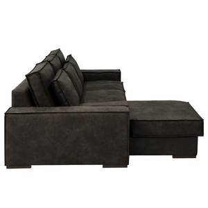 Ecksofa Gurabo Microfaser Yaka: Schwarz-Braun - Longchair davorstehend links