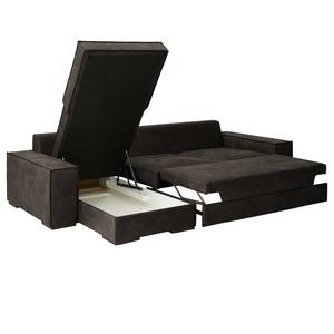 Ecksofa Gurabo Microfaser Yaka: Schwarz-Braun - Longchair davorstehend links