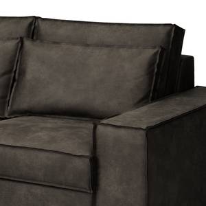 Ecksofa Gurabo Microfaser Yaka: Schwarz-Braun - Longchair davorstehend links