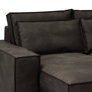 Ecksofa Gurabo Microfaser Yaka: Schwarz-Braun - Longchair davorstehend links