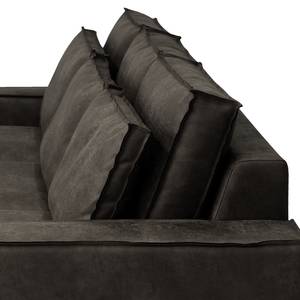 Ecksofa Gurabo Microfaser Yaka: Schwarz-Braun - Longchair davorstehend links