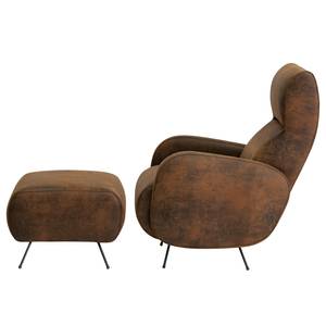 Fauteuil Vains Microfibre Goda: Marron chocolat - Avec repose-pieds