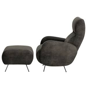 Fauteuil Vains Microvezel Goda: Antracietkleurig - Met hocker