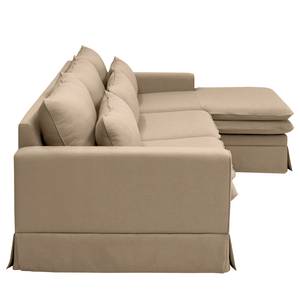 Ecksofa Dailman Longchair mit Husse Webstoff Haiba: Hellbraun - Longchair davorstehend rechts