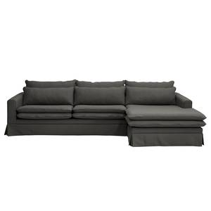 Ecksofa Dailman Longchair mit Husse Webstoff Haiba: Anthrazit - Longchair davorstehend rechts